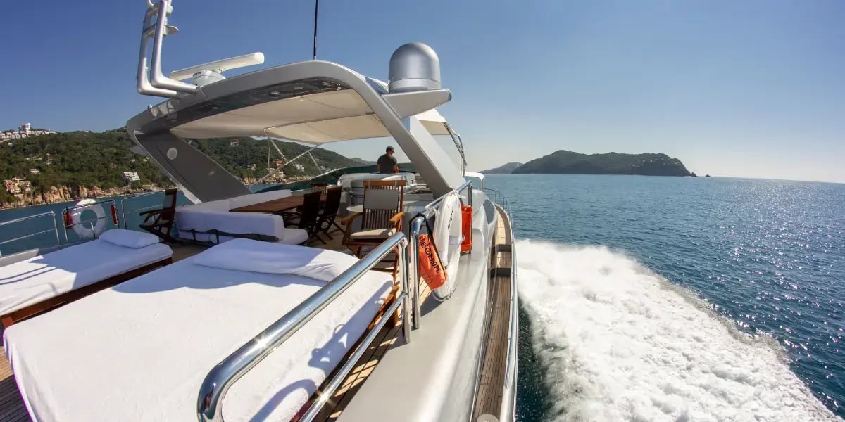Luxury Yacht Sailing on the Clear Blue Sea