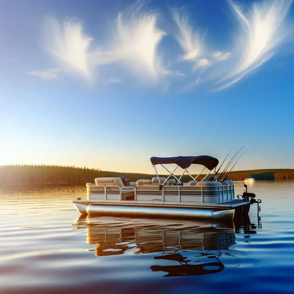 pontoon boat on a lake